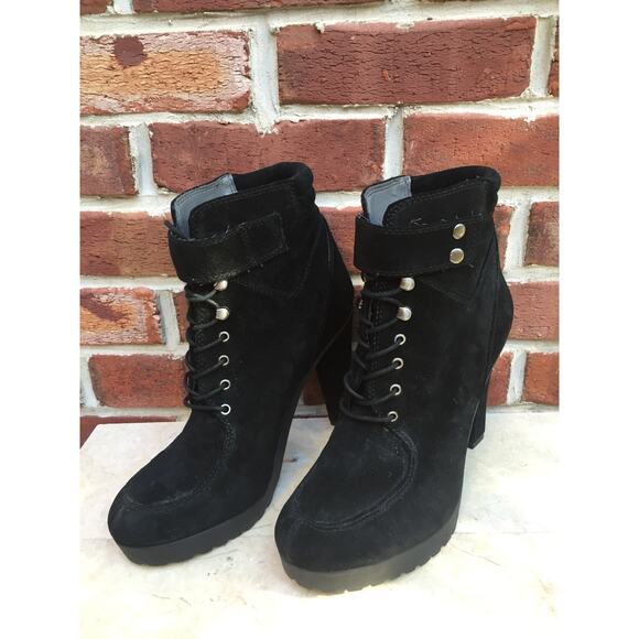 ROSEGOLD ShopBop Black Suede Ankle Boots Booties 40 9 CLASSIC - Picture 2 of 9